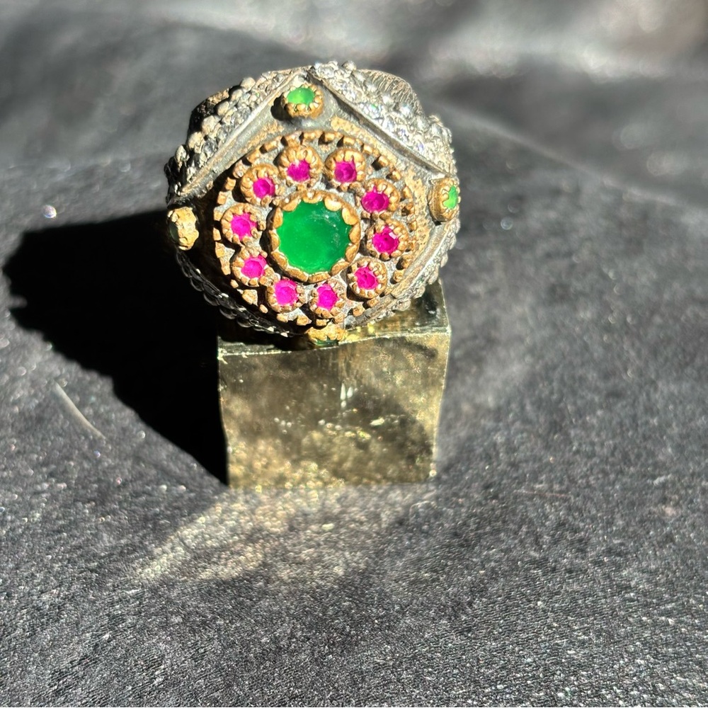 Women’s Ring Artisan 925 Ruby Emerald & Moissanite Ottoman Empire (From Turkey)